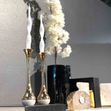 Marble and Brass Candlesticks